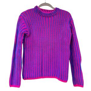 Endless Rose Blue & Pink Striped Sweater Size Small